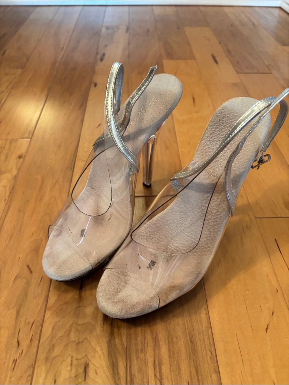 Fitness Competition Shoes - silver   Slingback Clear Strap Stiletto Heels -